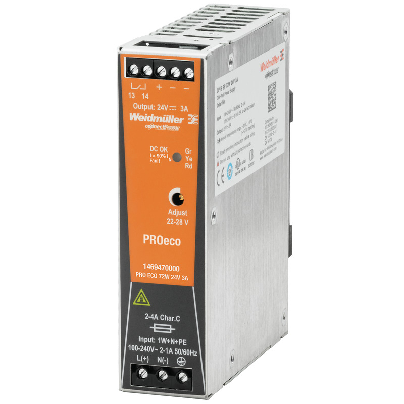 PRO ECO 72W 24V 3A| weidmueller | Power supply, switch-mode power supply unit, 24 V, Order No. : 1469470000