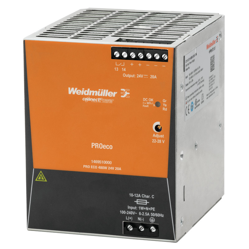 PRO ECO 480W 24V 20A | weidmueller | Power supply, switch-mode power supply unit, 24 V, Order No : 1469510000